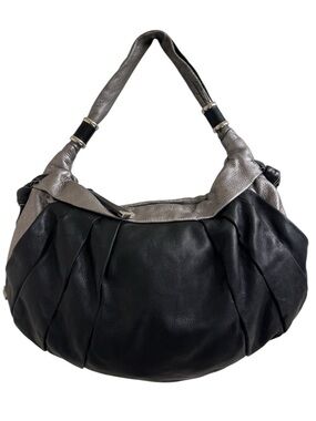 b. makowsky black and silver slouchy satchel - EUC